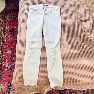 J Brand white raw edge ankle jeans. Like new!